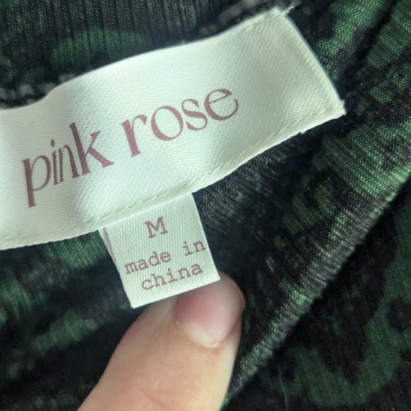 Pink Rose Womens Pants Flare Leg Ribbed Black Green Stretch Pull On Medium - Picture 3 of 8